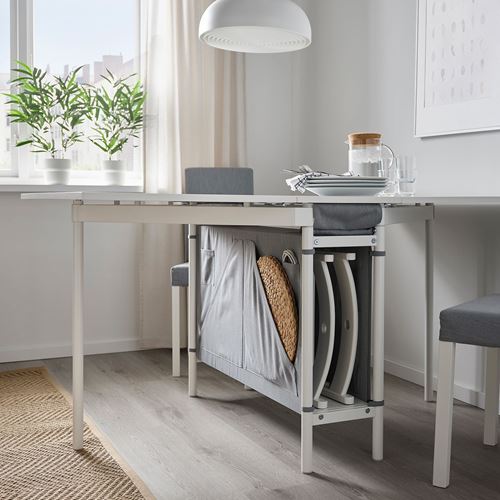 KALLHALL/KATTIL, mutfak masası takımı, beyaz-açık gri, 4 sandalyeli