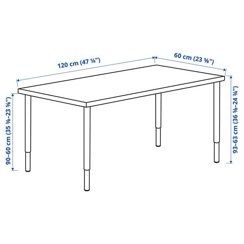 LAGKAPTEN/OLOV, çalışma masası, mavi-siyah, 120x60 cm