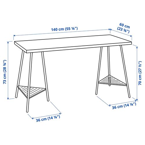 LAGKAPTEN/TILLSLAG, çalışma masası, açık mavi-beyaz, 140x60 cm