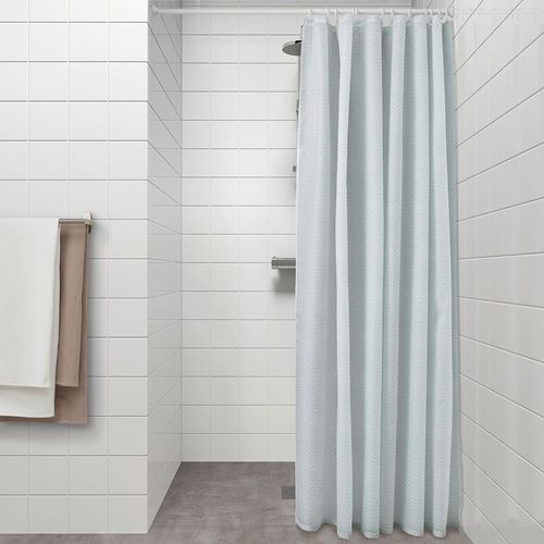 RANEALVEN, duş perdesi, beyaz-turkuaz, 180x200 cm