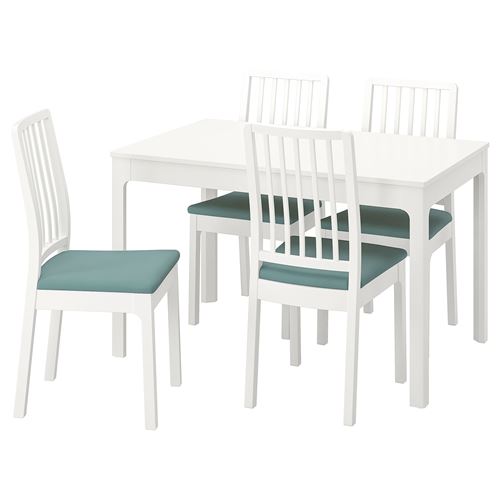 EKEDALEN, yemek masası takımı, beyaz-hakebo açık turkuaz, 4 sandalyeli