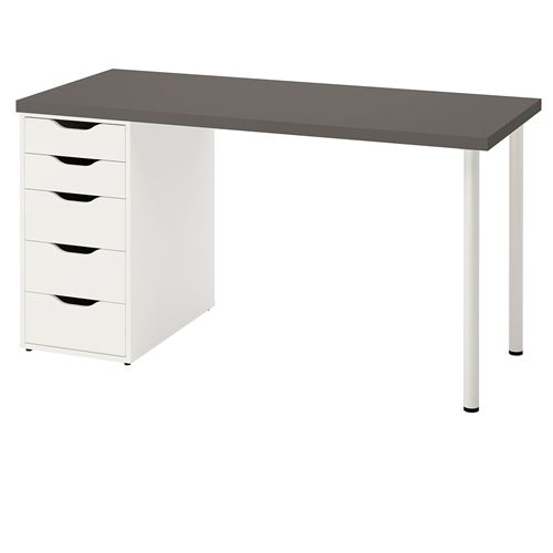 LAGKAPTEN/ALEX, çalışma masası, koyu gri-beyaz, 140x60 cm
