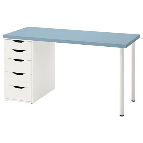 LAGKAPTEN/ALEX, çalışma masası, açık mavi-beyaz, 140x60 cm