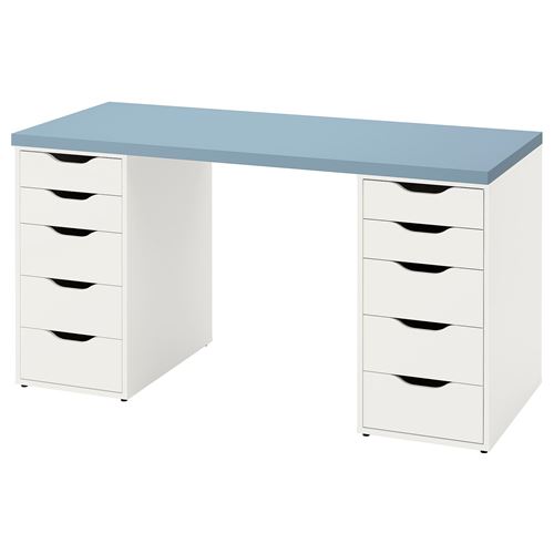  LAGKAPTEN/ALEX çalışma masası, açık mavi-beyaz
