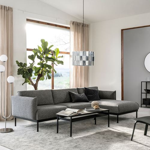 APPLARYD lejde grey/black 2-seat sofa and chaise longue | IKEA
