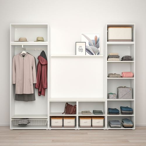 PLATSA/STRAUMEN, wardrobe, white/mirror, 260x42x221 cm