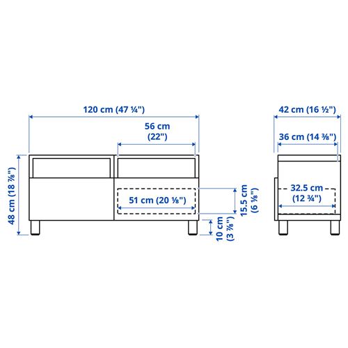 BESTA/LAPPVIKEN, tv bench, venge/light grey/stubbarp, 120x40x48 cm