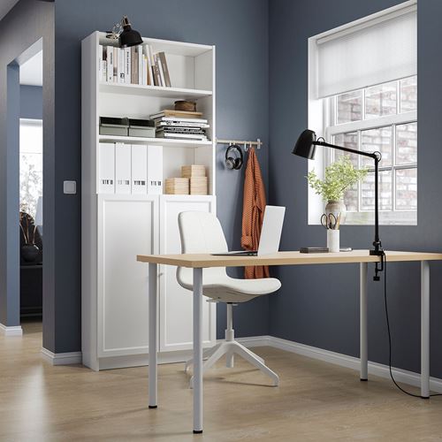 MALSKYTT/ADILS, çalışma masası, huş-beyaz, 140x60 cm