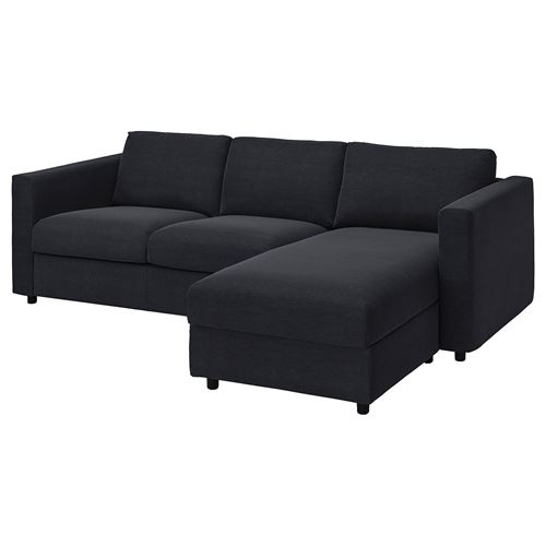 VIMLE, 2'li kanepe ve uzanma koltuğu, saxemara mavi-siyah