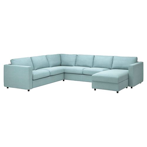 VIMLE, 4'lü köşe kanepe ve uzanma koltuğu, saxemara açık mavi