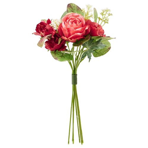 SMYCKA, artificial bouquet, pink/red, 34 cm