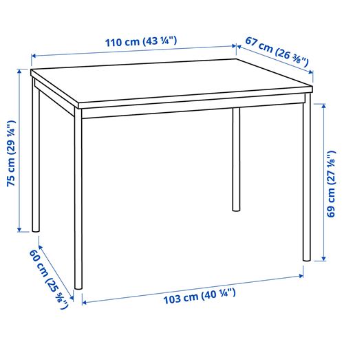 standard size for kitchen table