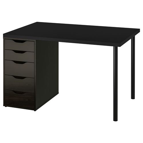 MALVAKT/ALEX, çalışma masası, siyah, 120x80 cm