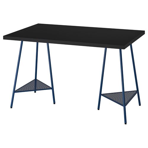 MALVAKT/TILLSLAG, çalışma masası, siyah-mavi, 120x80 cm