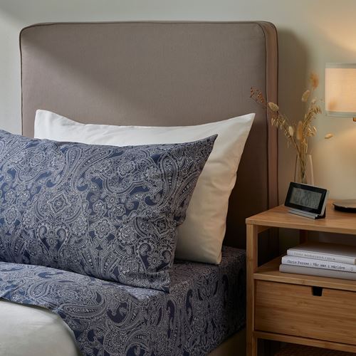 JATTEVALLMO, yastık kılıfı, koyu mavi-beyaz, 50x60 cm