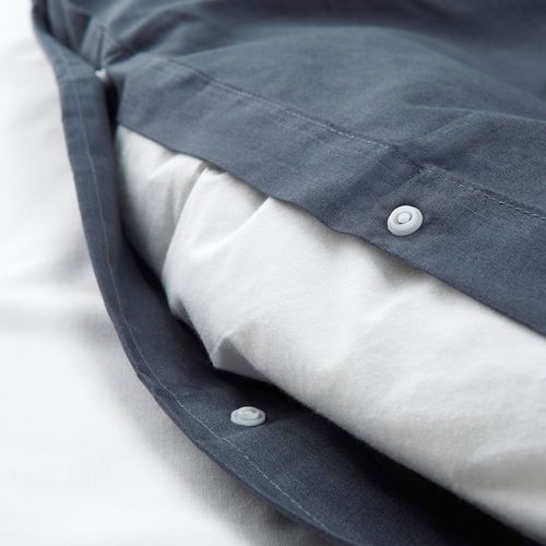 STRANDTRIFT, single quilt cover and pillowcase, white-dark blue, 150x200/50x60 cm