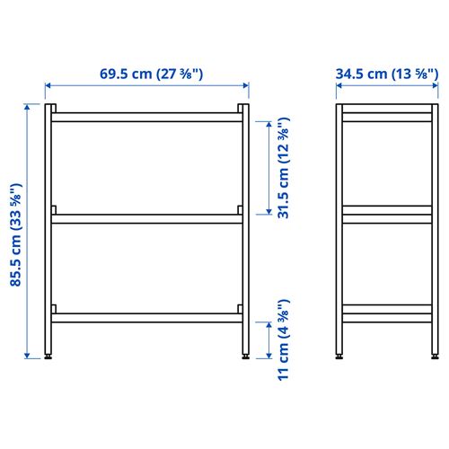 EKENABBEN, shelving unit, white/aspen, 70x34x86 cm