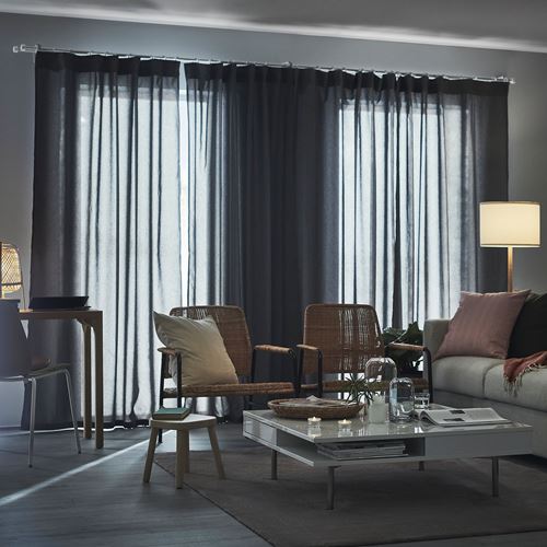 HANNALENA, background curtain, 1 pair, grey, 145x300 cm