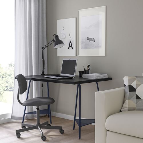 MALVAKT/TILLSLAG, çalışma masası, siyah-mavi, 120x80 cm