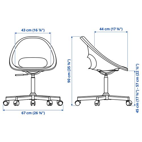 LOBERGET/MALSKAR, çalışma sandalyesi, beyaz-koyu gri