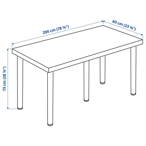 LAGKAPTEN/ADILS, çalışma masası, beyaz-siyah, 200x60 cm