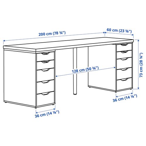 LAGKAPTEN/ALEX, çalışma masası, venge-beyaz, 200x60 cm