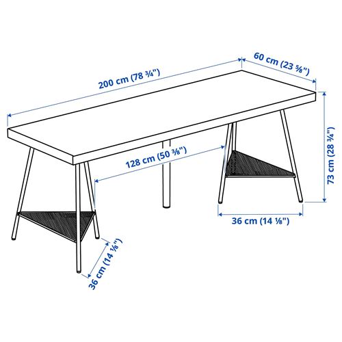 LAGKAPTEN/TILLSLAG, desk, black-brown/black, 200x60 cm