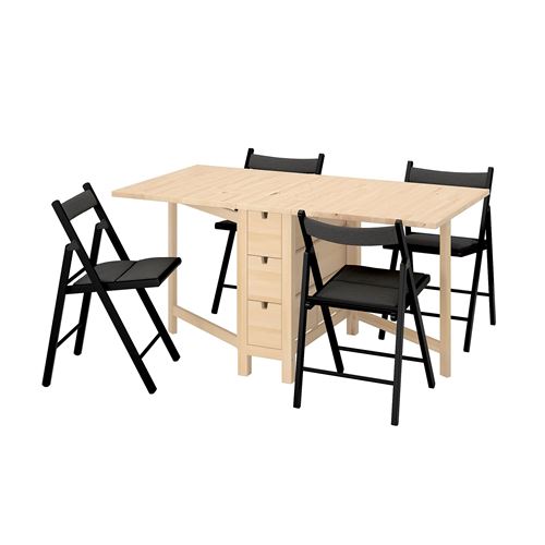 NORDEN/TERJE, mutfak masası takımı, huş-siyah, 4 sandalyeli