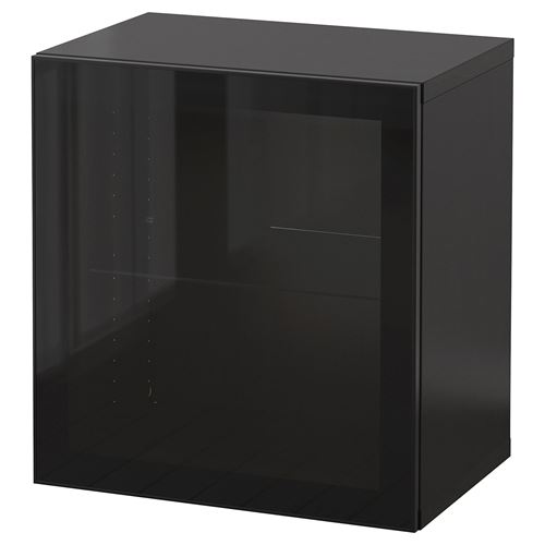 BESTA/GLASSVIK, duvar dolabı, siyah, 60x42x64 cm