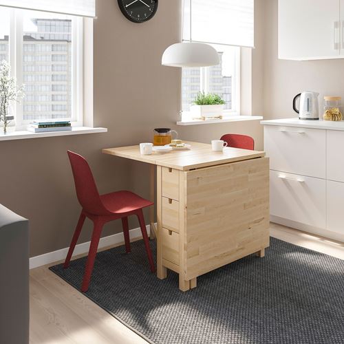 NORDEN/ODGER, mutfak masası takımı, huş-kırmızı, 2 sandalyeli