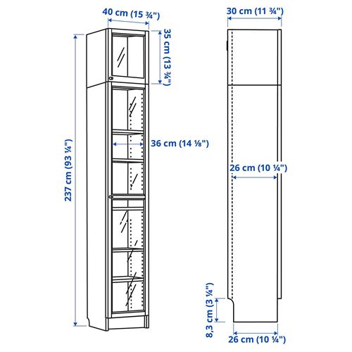 BILLY/OXBERG, bookcase, white, 40x237x30 cm