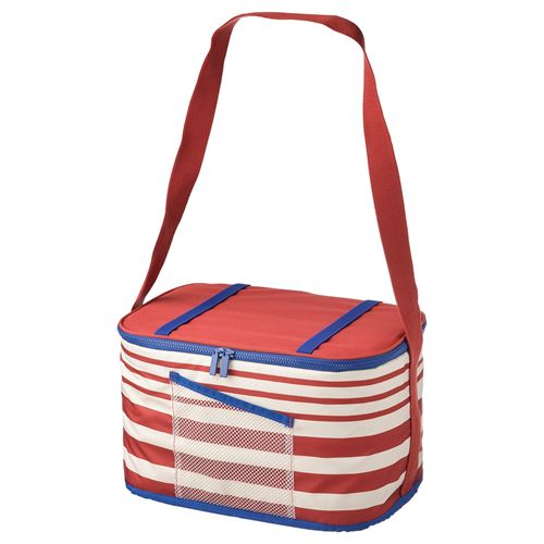 SOMMARFLADER, soğutucu çanta, kırmızı-bej, 38x26x22 cm