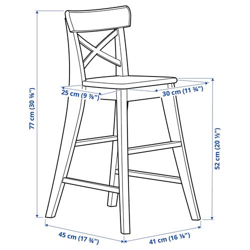 INGOLF, çocuk sandalyesi, beyaz, 77 cm