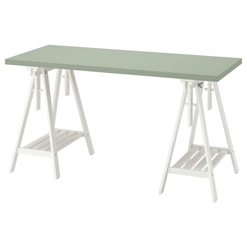 LAGKAPTEN/MITTBACK, çalışma masası, açık yeşil-beyaz, 140x60 cm