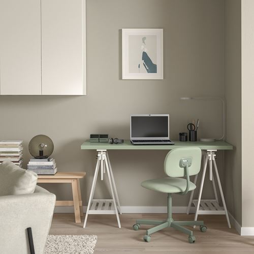 LAGKAPTEN/MITTBACK, çalışma masası, açık yeşil-beyaz, 140x60 cm