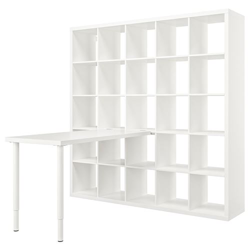 LAGKAPTEN/KALLAX, kitaplıklı çalışma masası, beyaz