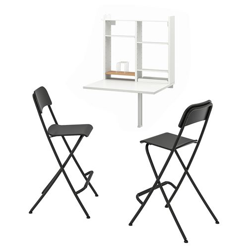NORBERG/FRANKLIN, mutfak masası takımı, beyaz-siyah, 2 sandalyeli