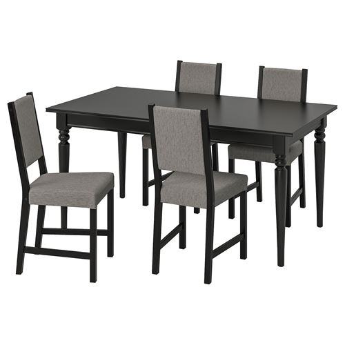 INGATORP/STEFAN, yemek masası takımı, venge-gri, 4 sandalyeli