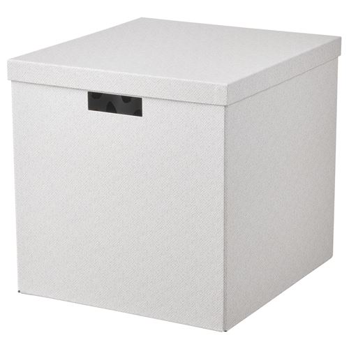 TJENA, kapaklı saklama kutusu, beyaz-bej, 32x35x32 cm