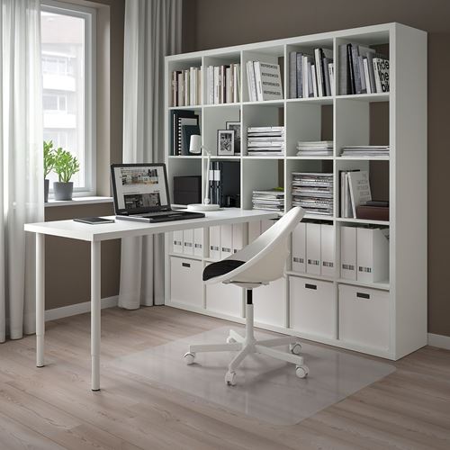 LAGKAPTEN/KALLAX, kitaplıklı çalışma masası, beyaz