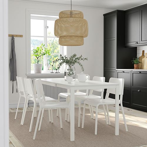 VANGSTA/TEODORES, kitchen table set, white, 6 chairs