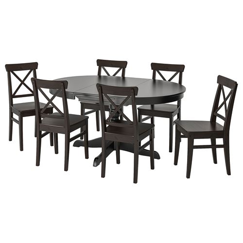  INGATORP/INGOLF yemek masası takımı, siyah