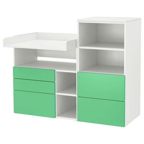 PLATSA/SMASTAD, alt değiştirme masası ve şifonyer, beyaz-yeşil
