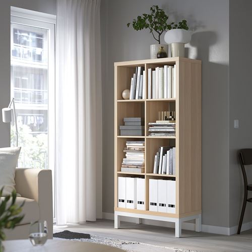 KALLAX White Stained Oak Effect White 77x164 Cm Shelving Unit IKEA