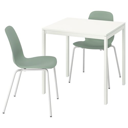MELLTORP/LIDAS, mutfak masası takımı, beyaz-yeşil, 2 sandalyeli