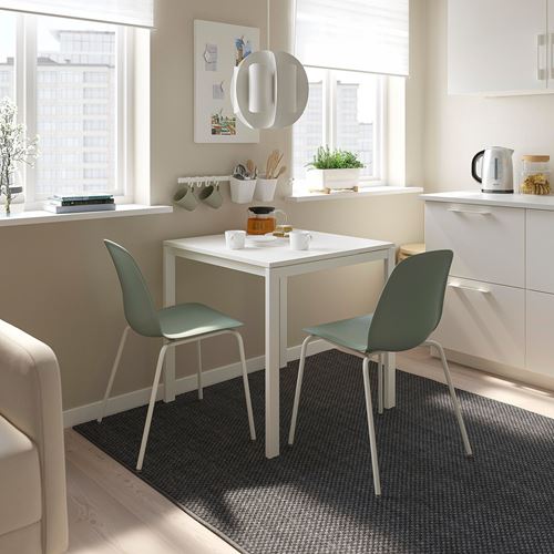 MELLTORP/LIDAS, mutfak masası takımı, beyaz-yeşil, 2 sandalyeli