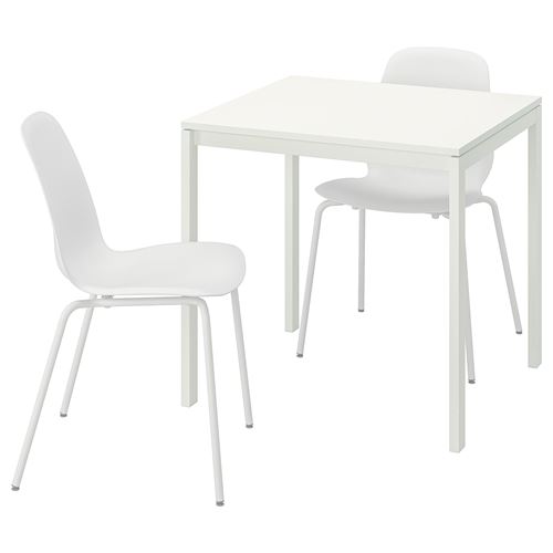 MELLTORP/LIDAS, mutfak masası takımı, beyaz, 2 sandalyeli