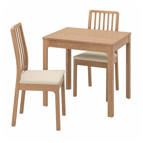 EKEDALEN, mutfak masası takımı, meşe-orrsta açık gri, 2 sandalyeli