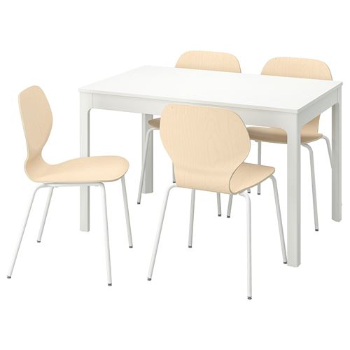 EKEDALEN/SIGTRYGG, yemek masası takımı, beyaz-huş, 4 sandalyeli