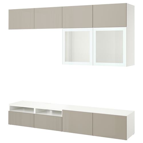 BESTA white/highgloss/beige 240x42x231 cm tv storage unit IKEA